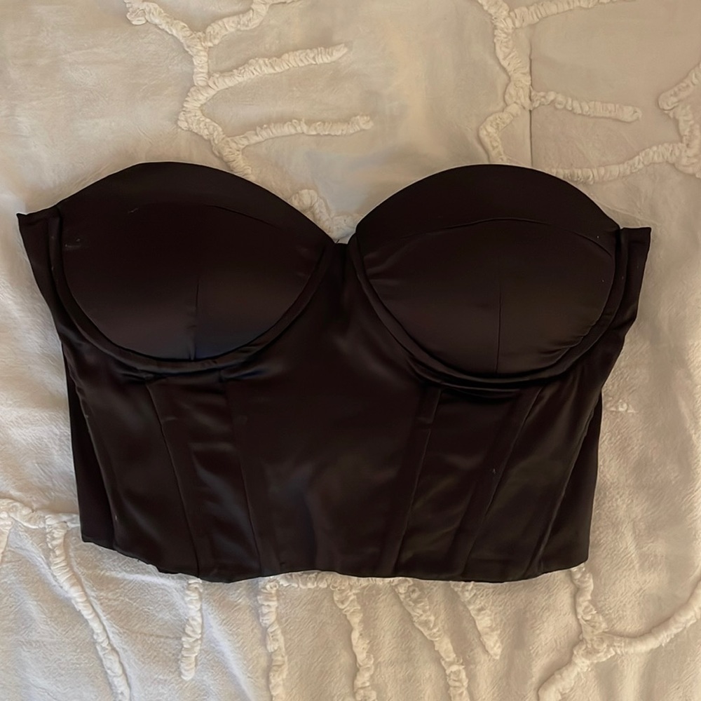 Black Satin Bustier Top
